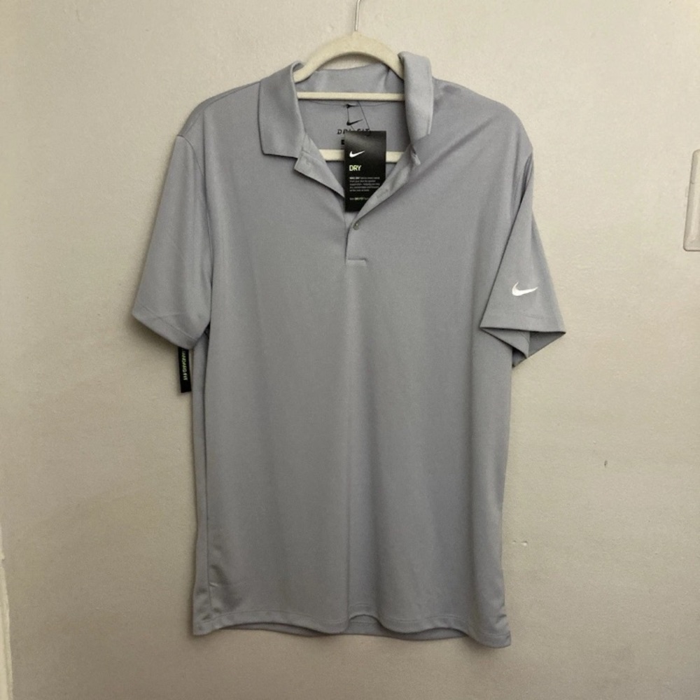 9-27 Nike Dri Fit Gray Polo Shirt Medium NWT Standard Fit